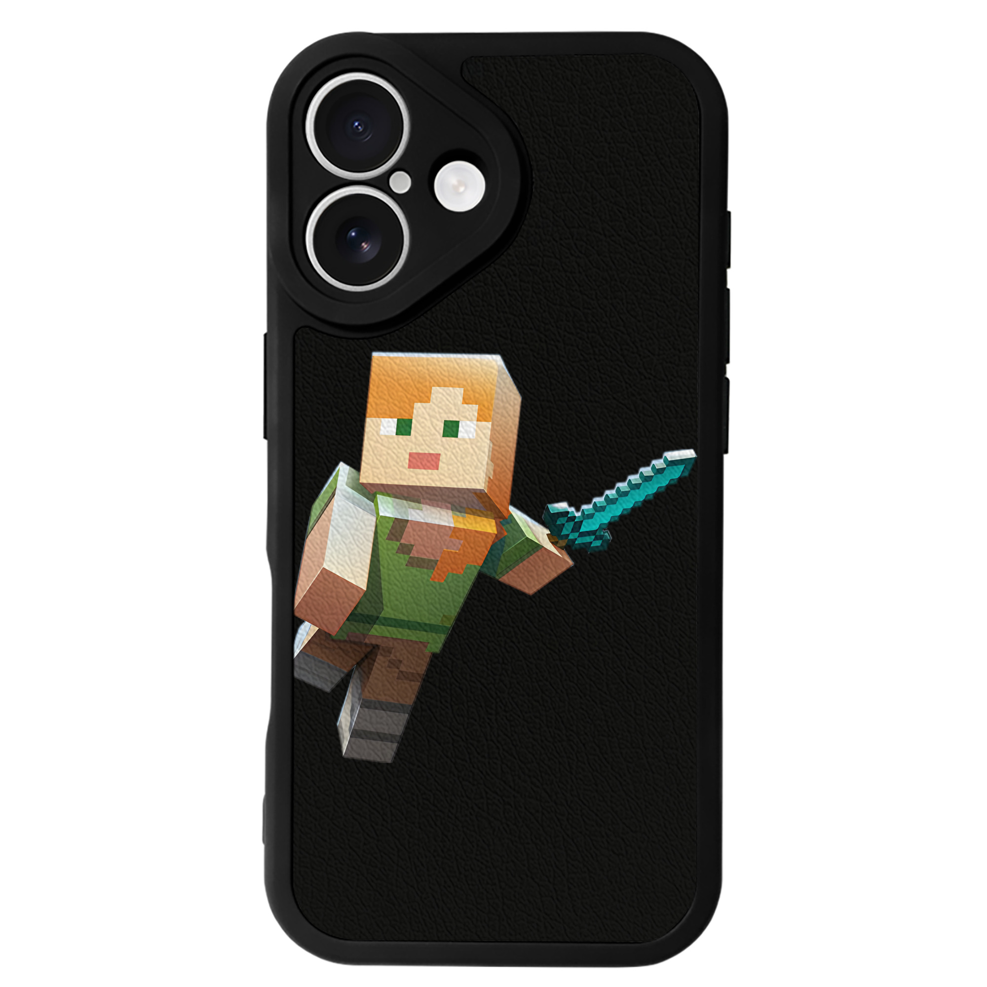 （画像用） マインクラフト ブロックの世界 Minecraft MC Block world 【iPhone 16シリーズ対応】シリコンスマホケース（レザー調） 材質：シリコン